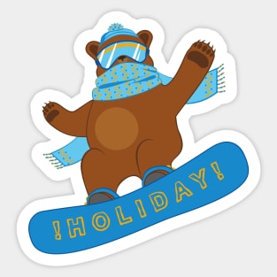 Snowboarding funny Bear Sticker